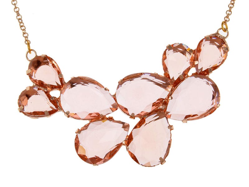 Alilang Rose Gold Champagne Tone Crystal Teardrop Cluster Chunky Statement Bib Pendant Necklace - Image 1